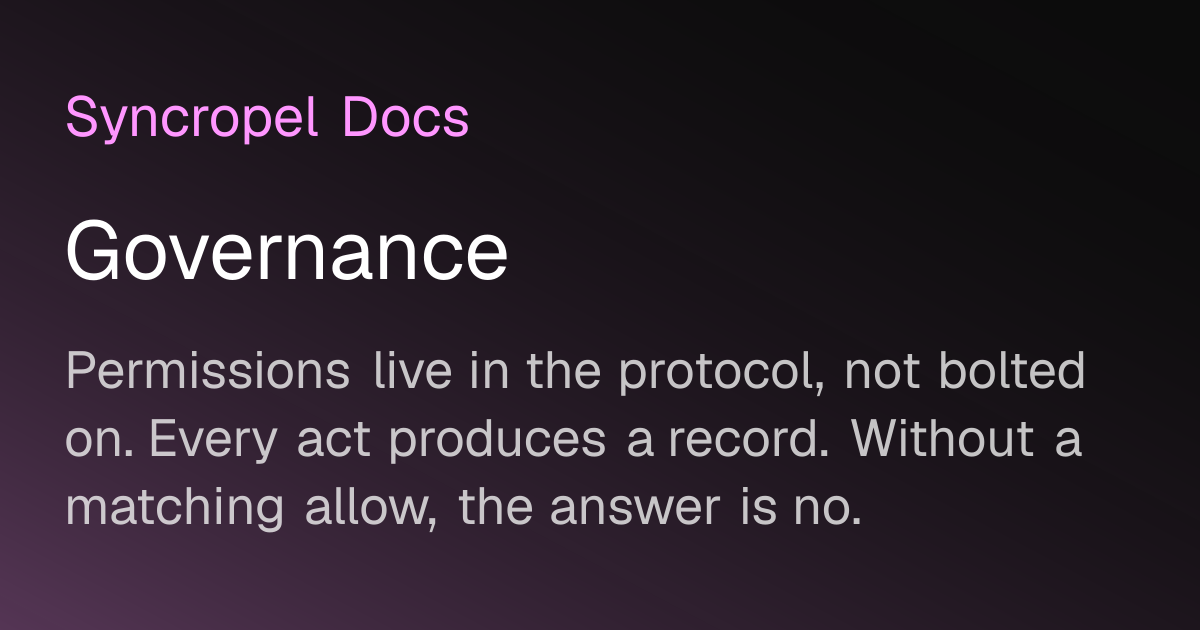 Governance | Syncropel Docs