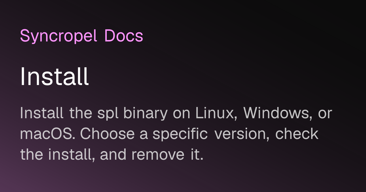 Install | Syncropel Docs