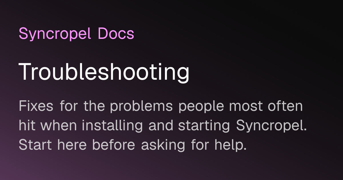 Troubleshooting | Syncropel Docs