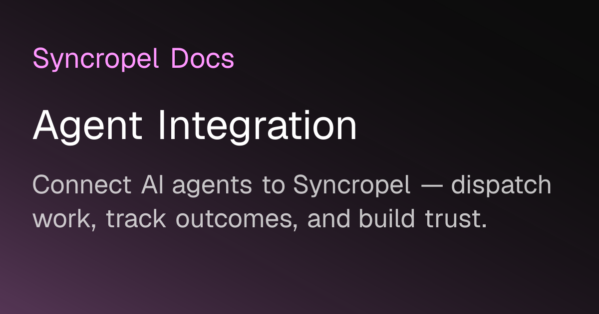 Agent Integration | Syncropel Docs