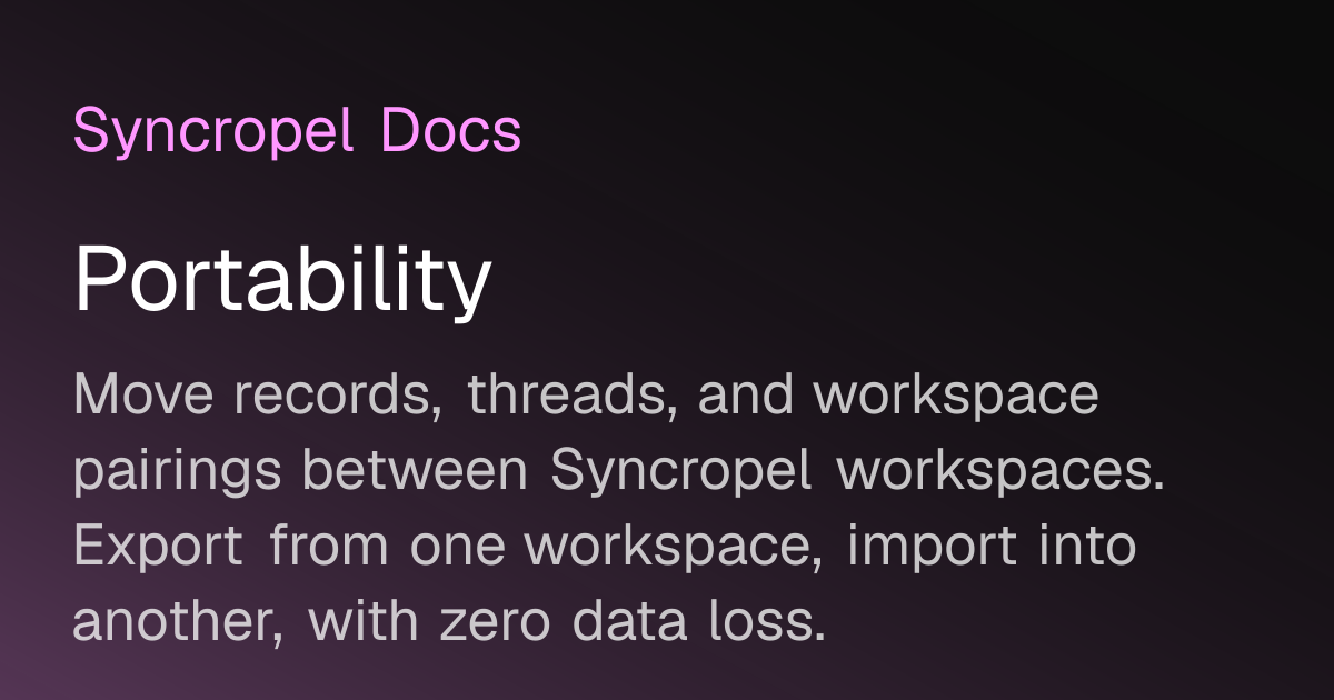 Portability | Syncropel Docs