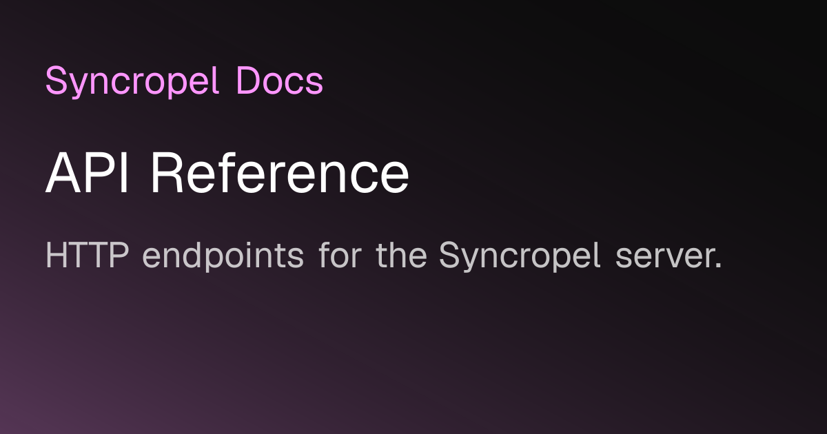 API Reference | Syncropel Docs