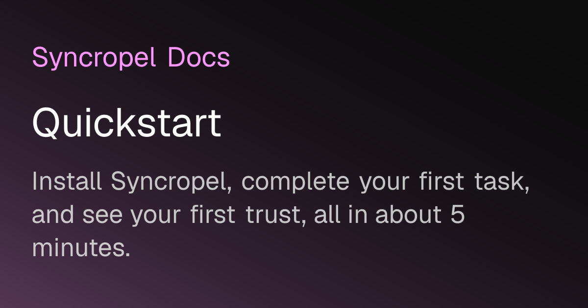 Quickstart | Syncropel Docs