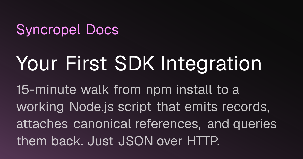Your First SDK Integration | Syncropel Docs